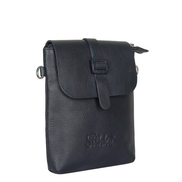 Leather Messenger Bag for Men & Women –Blue Crossbody Shoulder Bag, Side Sling - Picture 6 of 10